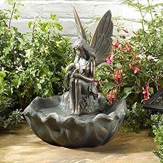 Garden Mile Solar Water Fountain Magical Fairy Water Feature Garden Solar Water Statue Ornament (Fairy Leaf)