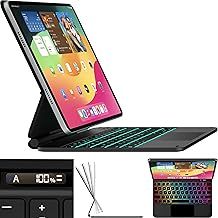 Snugg iPad Pro 13 Case with Keyboard (M4) with Apple Pencil Holder & Live Battery Display - Wireless Bluetooth Backlit Magic Keyboard 13 Case for iPad 13 Case with Keyboard - Black