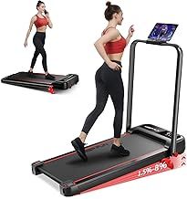 KEEP FUN Walking Pad with Incline, Walking Pad with Handle Bar 3 Level Incline, 300 Lbs Walking Pad Foldable for Home Office, Under Desk Treadmill with LED Display Remote Control & APP