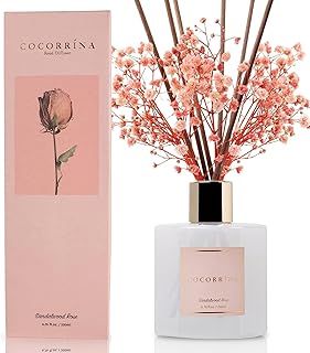 Cocorrína Reed Diffuser Sets- 200ml Sandalwood Rose Scented Diffuser with Sticks Home Fragrance for Bedroom Bathroom Living Room, Home & Office Decor