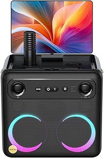 Smart Karaoke Machine for Adults, Built-in Screen with Lyrics Display, With 2 Micphones, 4 DJ Lights, 300W Karaoke System Professional PA System With Karafun Premium 6 Month Subscription