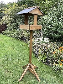 Dales Wooden Bird Table Slate Roof Garden Wood Birds Feeding Station Platform Bird Shelter