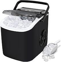 Ice Maker Machine | Countertop Ice Machine with Portable Handle | 9 Cubes Ready in 6 Mins | 12 kg in 24 Hrs | Self-Cleaning | Ice Scoop and Basket |for Home/Kitchen/Office/Bar (STAINLESS STEEL)