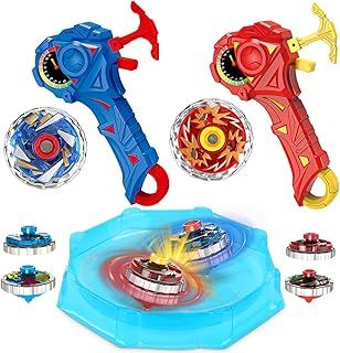 Boys Battle Spinning Top, 2 Set Bey Battling Tops, Battling Blade Burst Tops, Light up Spinning Toys for Kids, Metal Fusion with stadium and 2 Launcher Toys Gift