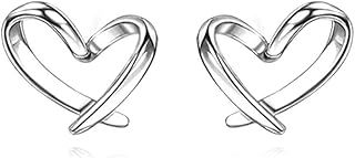Reffeer Solid 925 Sterling Silver Tiny Heart Stud Earrings for Women Earrings Love Heart Stud Earrings