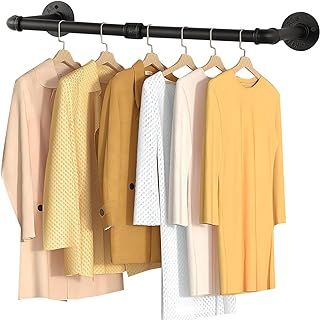 Yawinhe Industrial Pipe Clothes Rack, 80cm High Heavy Duty Wall Mounted Hanger Rod, Space Saving, for Laundry, Living Room and Closet, Black, 1 Pack