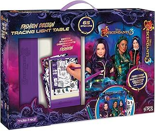 Make It Real Disney Gifts Descendants 3 Portable Light-up Tracing Paper Drawing Table - Arts and Crafts for Kids - Tweens Gifts