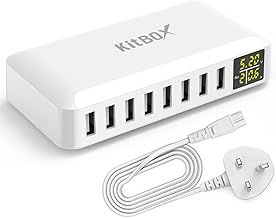 Phone Charger Hub 40W 8-port USB Charging Station Multi USB Plug Charger Tower 5V Power Adapter for iPhone 15 Pro Max 14 Plus 13 12 11 Samsung and Multiple Devices