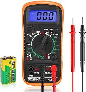 Digital Multimeter Voltmeter Battery Voltage Multi Tester AC DC Volt OHM Amp Current Meter Continuity Circuit Resistance Diode Ammeter Electrical Tester with Test Leads Backlight LCD Display
