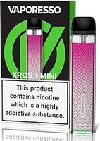 VAPORESSO XROS 3 MINI Vaping Kit, Rechargable, Refillable, Integrated 1000mAh Battery, MTL, Compact, Powerful, Stylish, 2mL, E Cigarettes, E Cig, Starter Kit, Vaporesso Vaping, No Nicotine (Rose Pink)