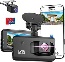 Dash Cam Front and Rear WiFi Dashcam, 4K+1080P Dual Dash Camera for Cars with 64GB SD Card, 3.0" IPS Dashcam with Reverse Assist, App Control, 24H Parking Mode, Super Night Vision, Support Max 256GB