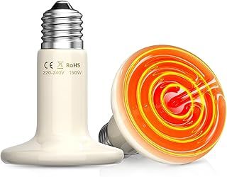 150W Ceramic Heat Bulb for Reptiles,E27 Tortoise Heat Bulb,Ceramic Heat Emitter No Light Infrared Reptile Heat Lamp Bulb for Bearded Dragon,Puppy, Chick,Lizard,Snake