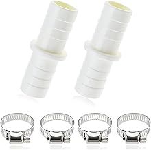 2 PCS Washing Machine Waste Pipe Connector, Dishwasher Drain Waste Hose Extension Pipe Washing Machine 110810 Leak-Proof Hose to Hoses Joiner with 4 Metal Clamp