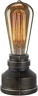 Vintage American Village Style Desk Light Creative Table Lamp Iron Steel Water Pipe Table Night Lights,Bedside Desk Lamps,Industrial Steampunk Retro Base E27 Holder Fitting Lighting Fixture
