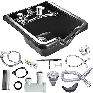 VEVOR Shampoo Bowl Sink Black Shampoo Basin Hairdresser Sink ABS Plastic Salon and Spa Hair Washing Sink Hair Backwash Basin Beauty Salon Equipment for Hair Stylists