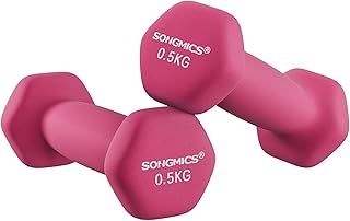 SONGMICS Dumbbells Set of 2 Dumbbells Hexagon Neoprene Coating Strength Training Workout Fitness Training Home