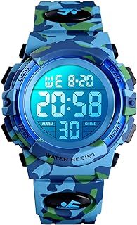 Digital Watch for Boys, Waterproof Sports Watch, Children's Watches with Alarm Clock, Stopwatch, 12-24H, Electronic Children's Watches, LED Watch for Junior Teenagers