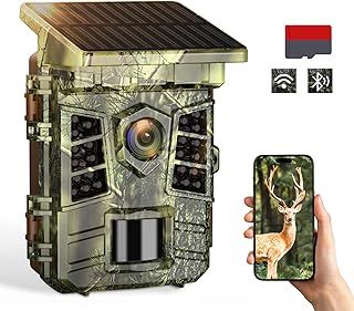 Coolifepro Solar Trail Camera WiFi Bluetooth - 60MP 4K 30FPS Wildlife Camera with Night Vision Motion Activated 0.1s Trigger Speed, 2600mAh Rechargeable Wildlife Camera for Nature Wildlife Scouting