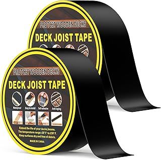 Hanotic Joist Tape for Decking 5cm x 15.2m (2'' X 50'), 2 Rolls Weather Resistance Butyl Tape, Waterproof and Anti-Corrosion for Extend Deck Life, Self-Adhesive For Wood Joists Decks Rv Beams Roof