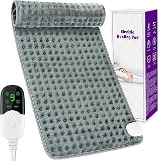 Heating Pad Electric Heat Pad for Back Shoulder Neck, Heated Pad Electric Heats up Quickly with 9 Heat Levels and 4 Timer Settings, Small Electric Blanket Machine Washable, 30 x 60 cm, Grey