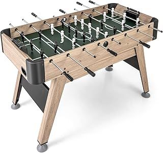 GYMAX Football Table, 137x68cm Freestanding Foosball Table with 26 Football Players, 2 Footballs & Ergonomic Handle, 54 Inches Wooden Soccer Game for Kids Adults Game Room, Office, Party