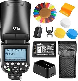 Godox V1N TTL Flash Round Head Camera Flash Kit for Nikon - 2.4G HSS 1/8000S Zoom On Camera Flash Speedlight, 2600mAh Lithium Battery, 480 Full Power Flashes, LED Modeling Lamp