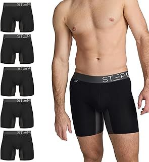 STEP ONE Mens Boxers Shorts Multipack, 5 Pairs, Anti Chafing Underwear for Men, Moisture-Wicking Boxer Shorts with 3D Pouch. Fabric Made from Organic Bamboo