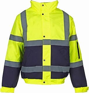 35544 HI-VIS 2-Tone Bomber Jacket - Yellow/Navy Blue