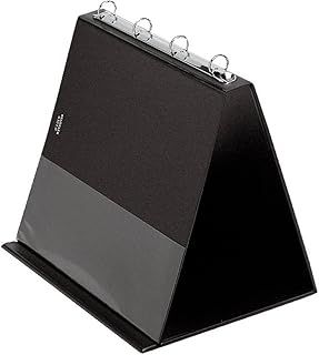 VELOFLEX 4101080 Table Flipchart DIN A4 Landscape Format with Transparent Pockets PVC Table Stand Presentation Flipchart Black Ring Binder