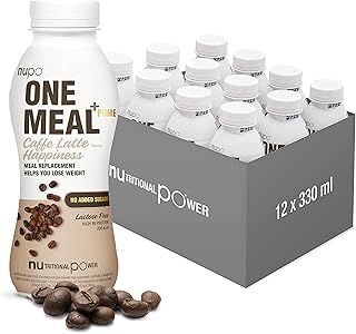 NUPO One Meal +Prime Caffe Latte Meal Replacement Shake with 24 Vitamins and Minerals | High in Protein & No Added Sugar | Tasty Weight Loss Shakes for Women & Men (12 x 330ml)