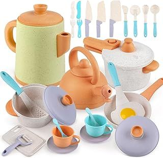 Dreamon Mud Kitchens Accessories Outdoor Indoor Toy Kitchen for Kids Pots and Pans Playset Pretend Role Play Cooking Cookware Kettle Toy Gift 3 4 5 6 Boys and Girls Toddler