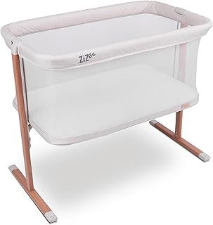 Tutti Bambini ZiZee® Breathable Rocking Crib - Baby Cot with All-Around Mesh, Easy Fold Baby Bed, Travel Cot with Mattress Included, Baby Crib with Wheels & Travel Bag (0-6 months) - Walnut/Ecru