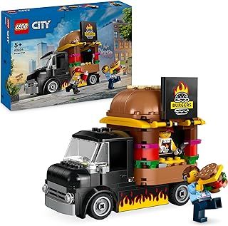 LEGO City Burger Van, Food Truck Toy for 5 Plus Year Old Boys & Girls, Vehicle Building Toys, Kitchen Playset with Vendor Minifigure and Accessories, Imaginative Play Gifts for kids 60404