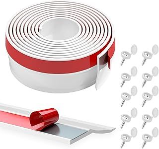 Garage Door Seal Draught Excluder Strip 3M Garage Door Seals Side and Top Rubber Seal and Save Tape Adhesive Insulation Door Draft Excluder with 10 Nails（White）