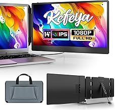 Portable Monitor for Laptop, 14” Laptop Screen Extender FHD 1080P IPS 300nit Dual Screen, Works with Mac Windows Android Chrome Linux, Built-in Speakers