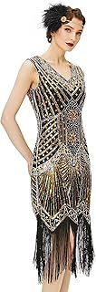 Women's Flapper Dresses 1920s V Neck Beaded Fringed Great Gatsby Dress