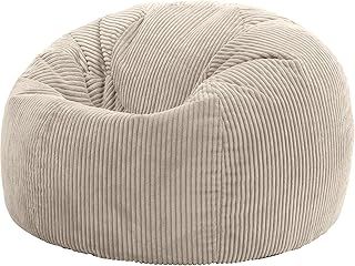 Kingston Cord Bean Bag, Beige, Large Adult Bean Bag Chair with Filling Included, Comfy Chair, Living Room Furniture, Bedroom Furniture