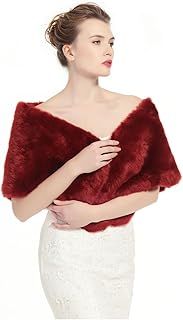 BEAUTELICATE Faux Fur Wrap Shawl Shrug Stole for Women Brides Bridesmaids Winter Wedding Evening Party One Size