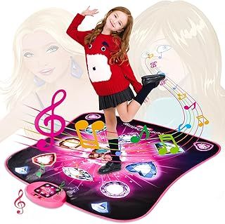 Dance Mat Toys for Girls - Play Mat with LED Lights, Adjustable Volume, 5 Game Modes, Built-in Music, Dance Game Pad Toy Christmas Birthday Gifts for 3 4 5 6 7 8 9+ years old kids