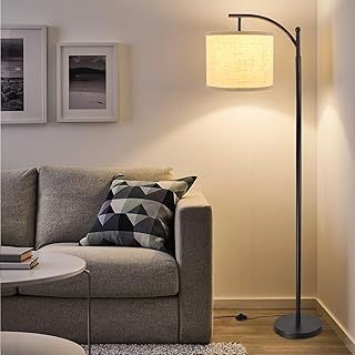 DINGLILIGHTING Iron led Floor Lamp 3000k Warm White Floor Light,Eye Protection led Reading Standing Lamp for Living Room, Bedroom, Bedside,Office, Study,Modern Pole Light with E27 Bulb, Beige