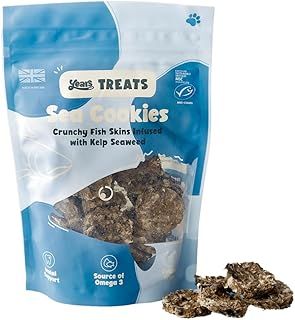 YEARS 100% Fish Skin & Kelp Sea Cookies Low Fat Crunchy Natural Dog Treats High in Omega 3 & B Vitamins for Dog Plaque Removal Fresh Breath & Shiny Coat with No Additives (100g)