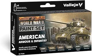 Vallejo VAL70203 AV Model Color Set-WWII American Armour&Infantry, 17 ml (Pack of 6)