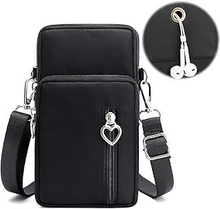 HENGBIRD Cross Body Bag,Women Crossbody Mobile Phone Bags Pouch with Adjustable Strap,Anti Theft Crossbody Multi-Compartment Passport Bag Black Small Handbag Phone Purse for Women Girl