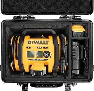 LOTOCASE Air Compressor Hard Case Compatible with DEWALT 20V MAX Tire Inflator DCC020IB, Air Pump Storage Carrying Bag for DEWALT DCC020IB Tools, with Pocket for Battery Pack and Charging Kit -Black