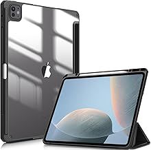 FINTIE Hybrid Case Compatible with iPad Pro 13 inch 2024 (M4), [Built-in Pencil Holder] Shockproof Cover w/Clear Transparent Back Shell, Auto Wake/Sleep, Black