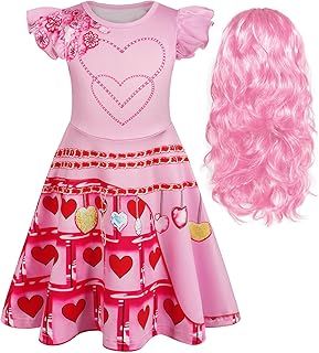 AmzBarley Descendants Rise of Red Costume Kids Girls Flutter Short Sleeve Birthday Themed Party World Book Day Dress up Fancy Dress
