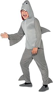 Smiffys Shark Costume, Grey with Hooded Jumpsuit & Fins, Children's Animal Fancy Dress, Animal Dress Up Costumes