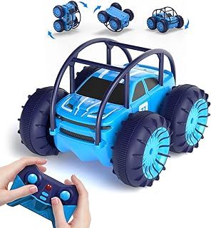 MaxTronic Fast Direct Charging Remote Control Cars, 360° Flip Waterproof Stunt Car with ON/OFF Cool LED, 2.4GHz 4WD Indoor Outdoor Kids RC Toy Gift ideas for Kids Boys Girls