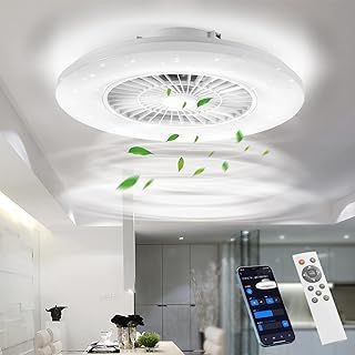 Smart LED Ceiling Light with Fan, Ceiling Fan Lights Stepless Wind Speed Adjustment, Stepless Dimming Light, 60CM Modern Fan Lighting for Living Room, Dining Room, Bedroom, Office, 3000-5500K