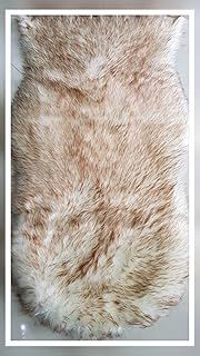Lambskin Sheep Skin 100% Polyester Faux Fur Soft Door Mats Rug (Ivory Brown, 60X110)